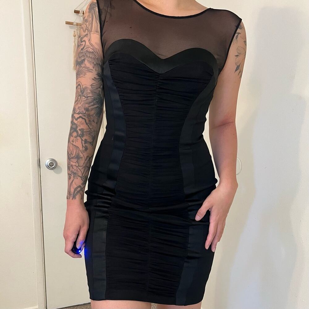 Vintage Cache Black Mesh Bodycon Dress
